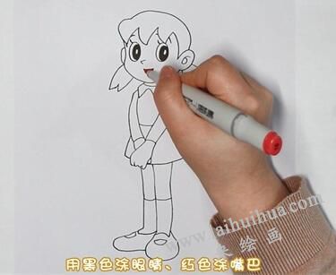 靜香簡(jiǎn)筆畫畫法步驟03