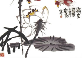 國(guó)畫荷花與金魚的搭配畫法