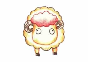 羊的色鉛筆簡筆畫作品