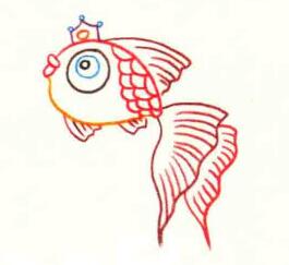 金魚色鉛筆畫畫法步驟02