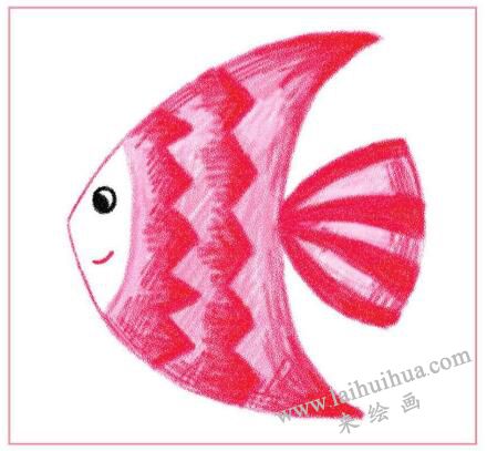 燕尾魚(yú)兒童蠟筆畫(huà)畫(huà)法步驟02