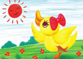 小鴨子曬太陽兒童蠟筆畫畫法