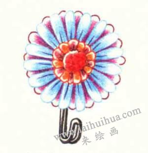 粘鉤色鉛筆簡筆畫畫法步驟06