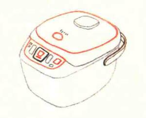 電飯煲的色鉛筆簡(jiǎn)筆畫(huà)畫(huà)法步驟02