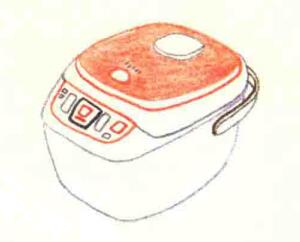 電飯煲色鉛筆簡(jiǎn)筆畫(huà)畫(huà)法步驟03