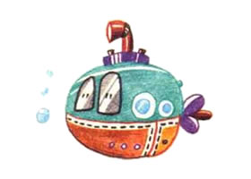 潛水艇色鉛筆簡(jiǎn)筆畫