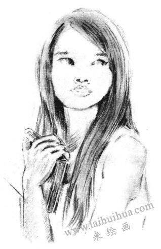 溫柔的女人素描畫法步驟06