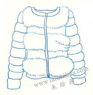 羽絨服的色鉛筆簡(jiǎn)筆畫畫法步驟02