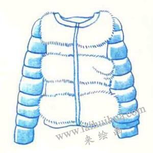 羽絨服色鉛筆簡(jiǎn)筆畫畫法步驟03