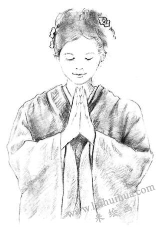 甜美的女孩素描畫法步驟09