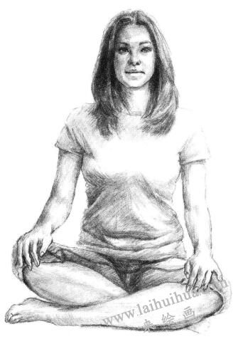 瑜伽女生素描畫法步驟07