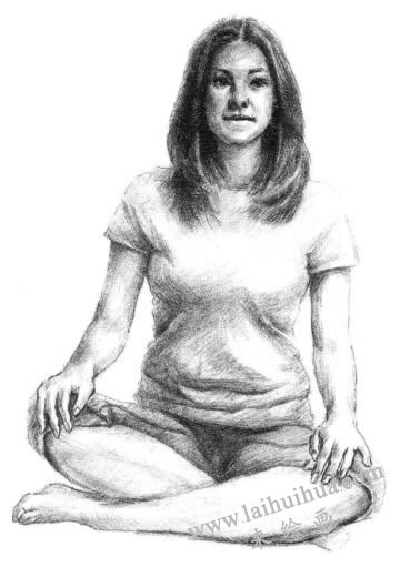 瑜伽女生素描畫法步驟09