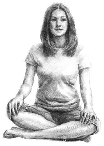 瑜伽女生素描畫法步驟09