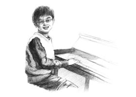鋼琴少年素描畫(huà)法步驟