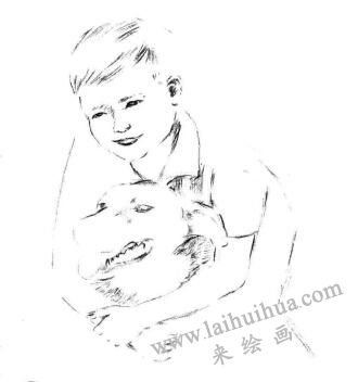 陽光男孩素描畫法步驟04
