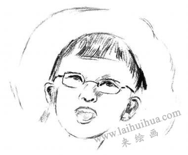 游泳的小女孩素描畫(huà)法步驟03