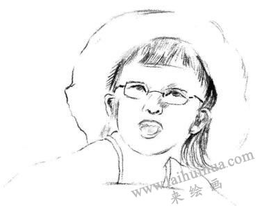 游泳的小女孩素描畫(huà)法步驟04