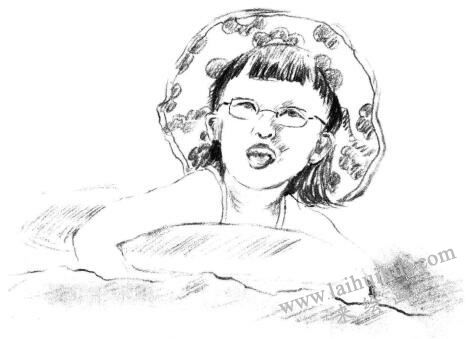 游泳的小女孩素描畫(huà)法步驟07