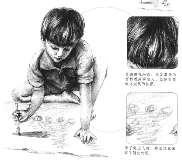 畫(huà)畫(huà)的男孩素描畫(huà)法步驟