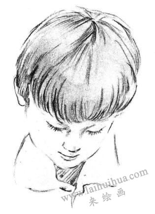 畫(huà)畫(huà)的男孩素描畫(huà)法步驟03