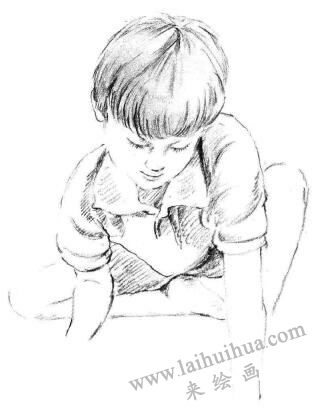 畫(huà)畫(huà)的男孩素描畫(huà)法步驟04