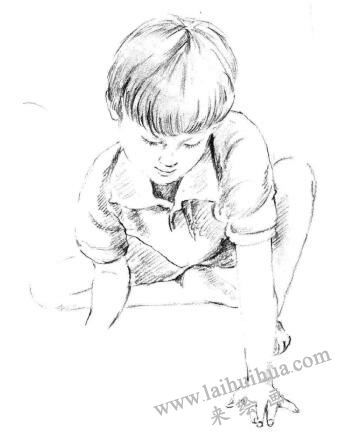 畫(huà)畫(huà)的男孩素描畫(huà)法步驟06
