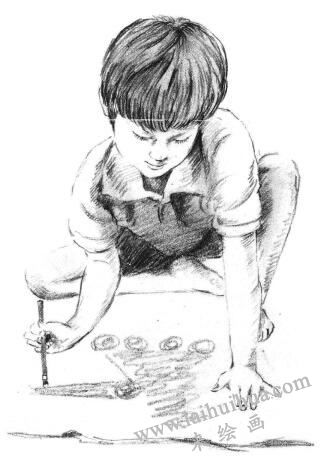畫(huà)畫(huà)的男孩素描畫(huà)法步驟10