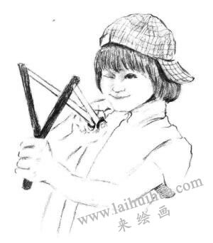 調(diào)皮的男孩素描畫法步驟04