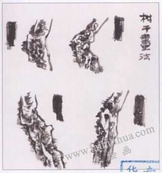 中國(guó)畫松樹主干的畫法01