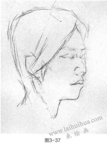 短發(fā)女青年頭部素描的步驟和方法01