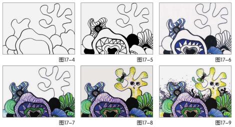 夢幻珊瑚海兒童繪畫步驟04,05,06,07,08,09