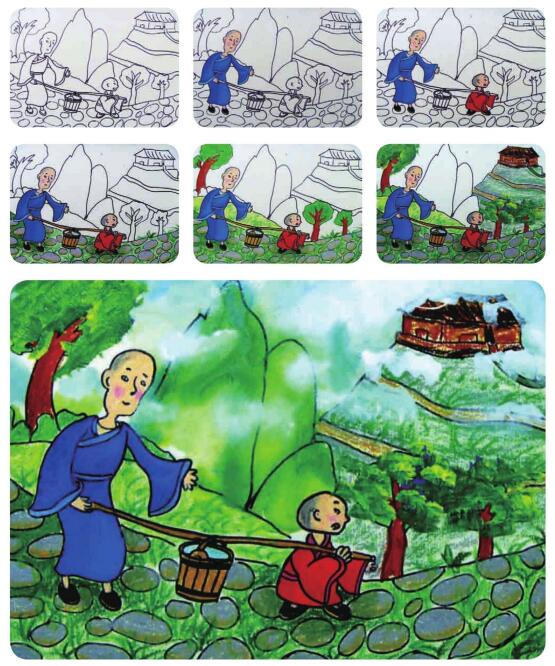 《三個和尚》兒童繪畫步驟