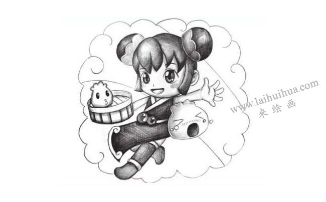中華小吃（美食）創(chuàng)意素描畫(huà)法步驟03