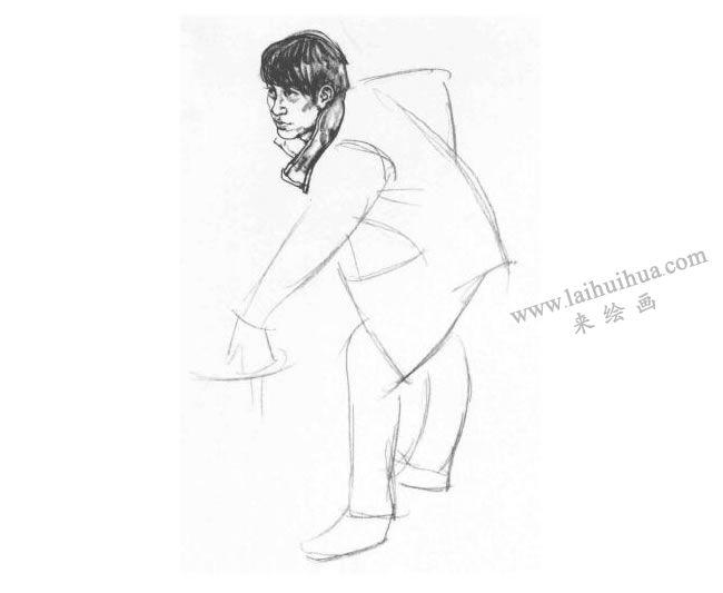 打臺(tái)球的男青年速寫作畫步驟01