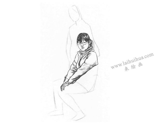 雙人組合速寫(xiě)作畫(huà)步驟02