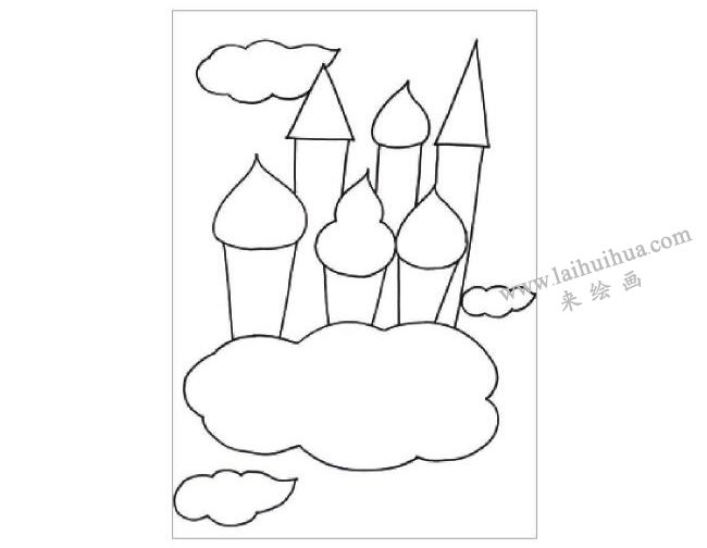 夢幻城堡水粉畫作畫步驟01