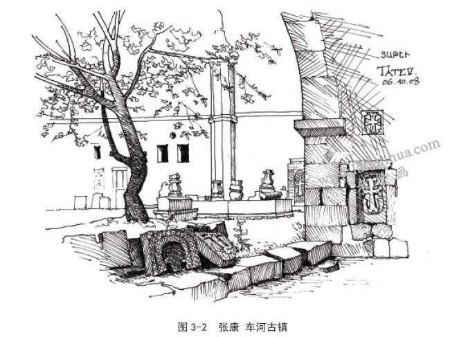 車(chē)河古鎮(zhèn)黑白風(fēng)景速寫(xiě)