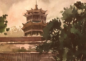 《塔》風(fēng)景水彩的寫生步驟與方法