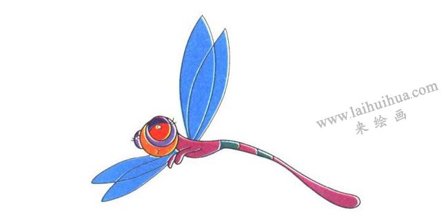 蜻蜓兒童卡通畫法步驟04