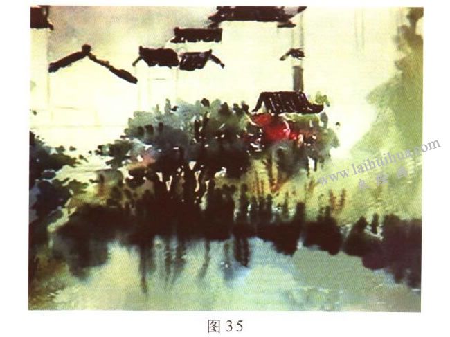 《宏村一角》水彩風(fēng)景畫的寫生步驟03