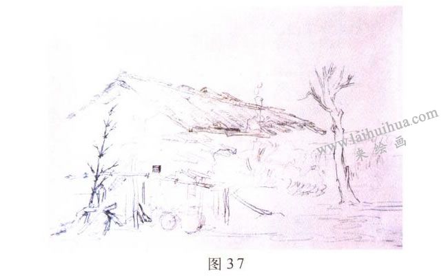 《林場(chǎng)小屋》風(fēng)景水彩畫的寫生步驟01