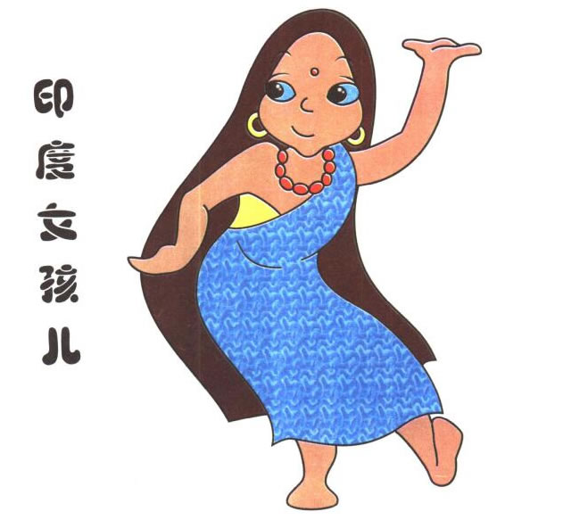 印度女孩兒童卡通畫(huà)