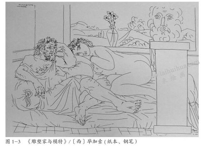 《雕塑家與模特》/畢加索