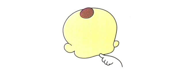 頭部，戴兜兜的小孩兒童卡通畫法步驟01