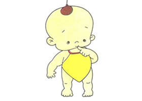 戴兜兜的小孩兒童卡通畫