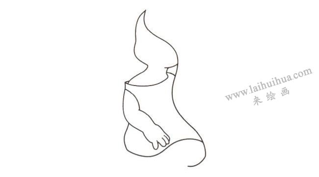 女孩的頭部、上身輪廓