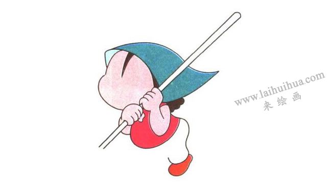姐姐的上身、褲子和左腳；愛勞動(dòng)的姐姐兒童卡通畫法步驟02