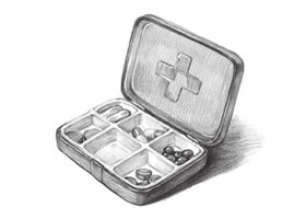 便捷藥盒的素描畫法步驟