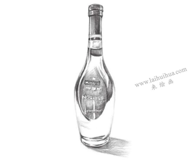 透明的酒瓶素描畫法步驟06