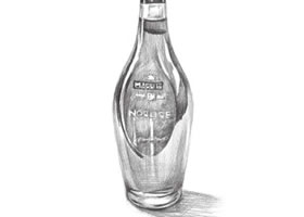 透明的酒瓶素描畫法步驟